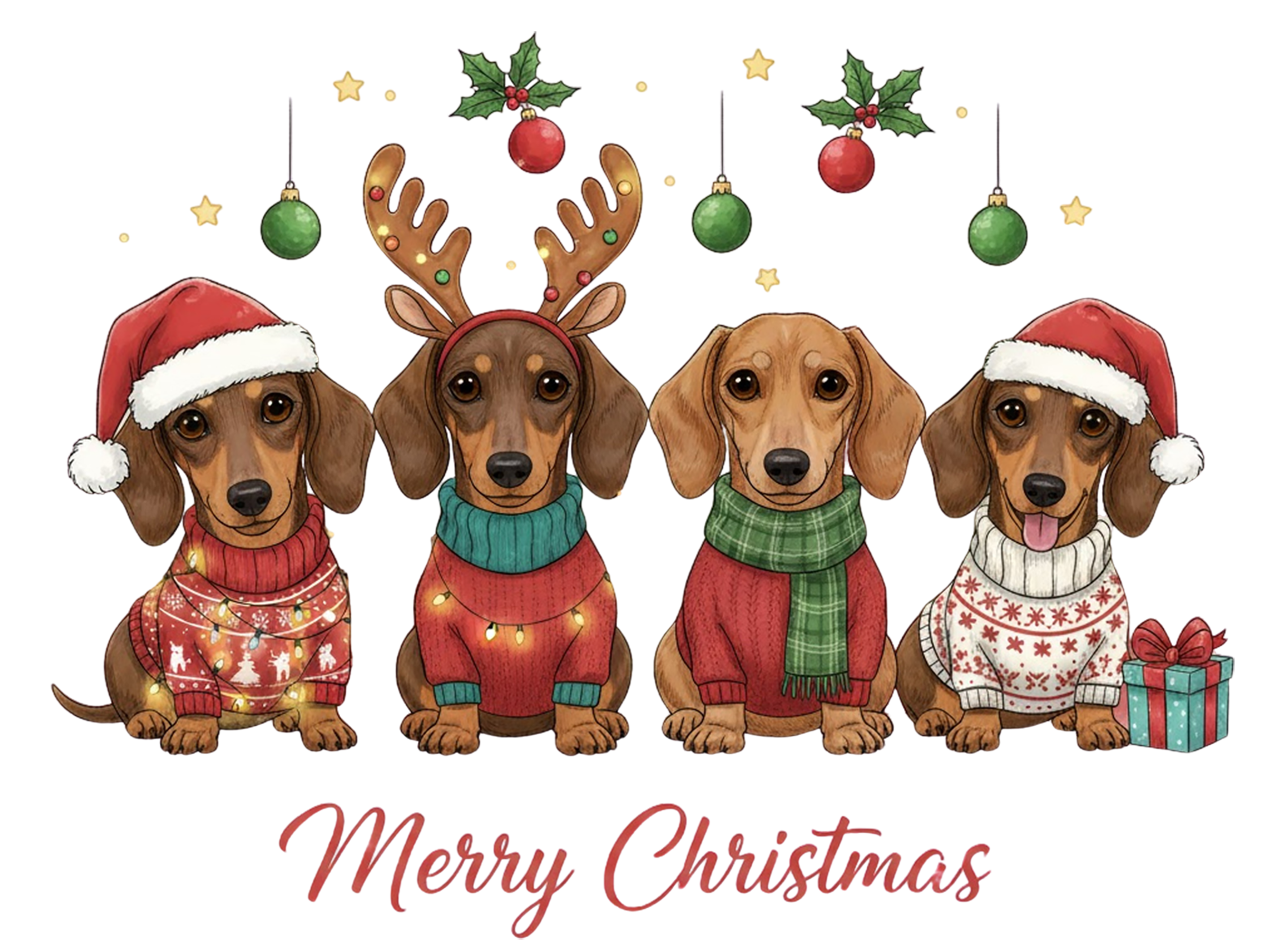 Christmas Dachshund Family - Christmas Ready to Press DTF Transfer