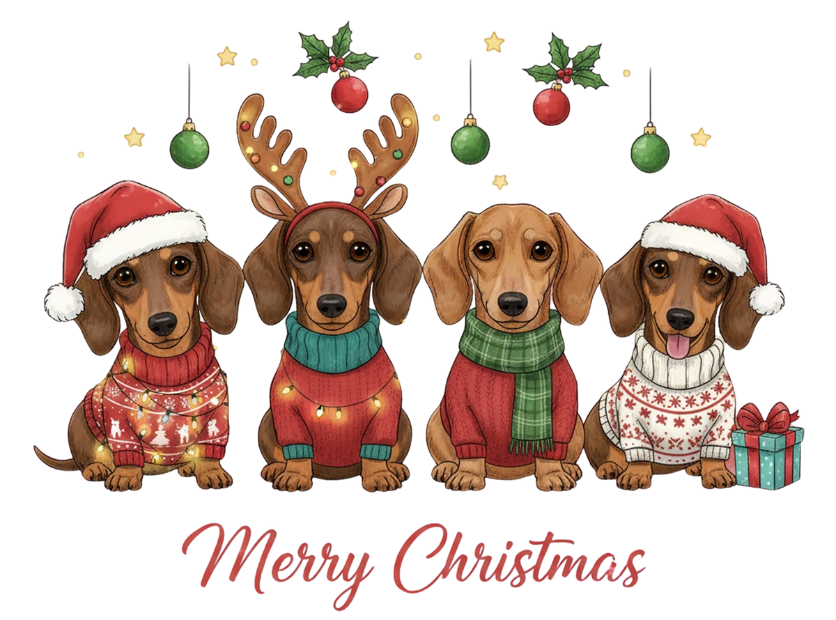 Christmas Dachshund Family - Christmas Ready to Press DTF Transfer