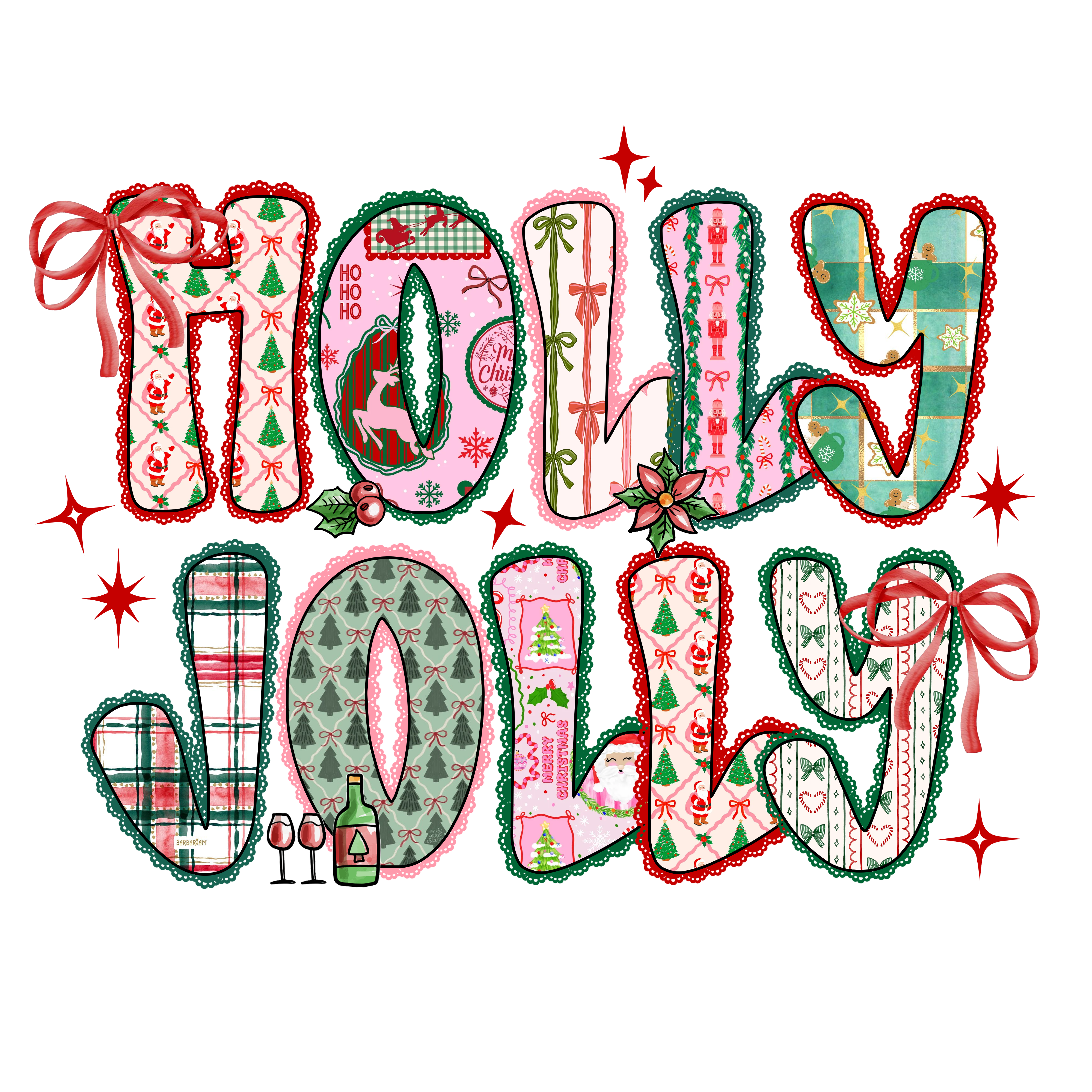 Holly Jolly - Christmas Ready to Press DTF Transfer