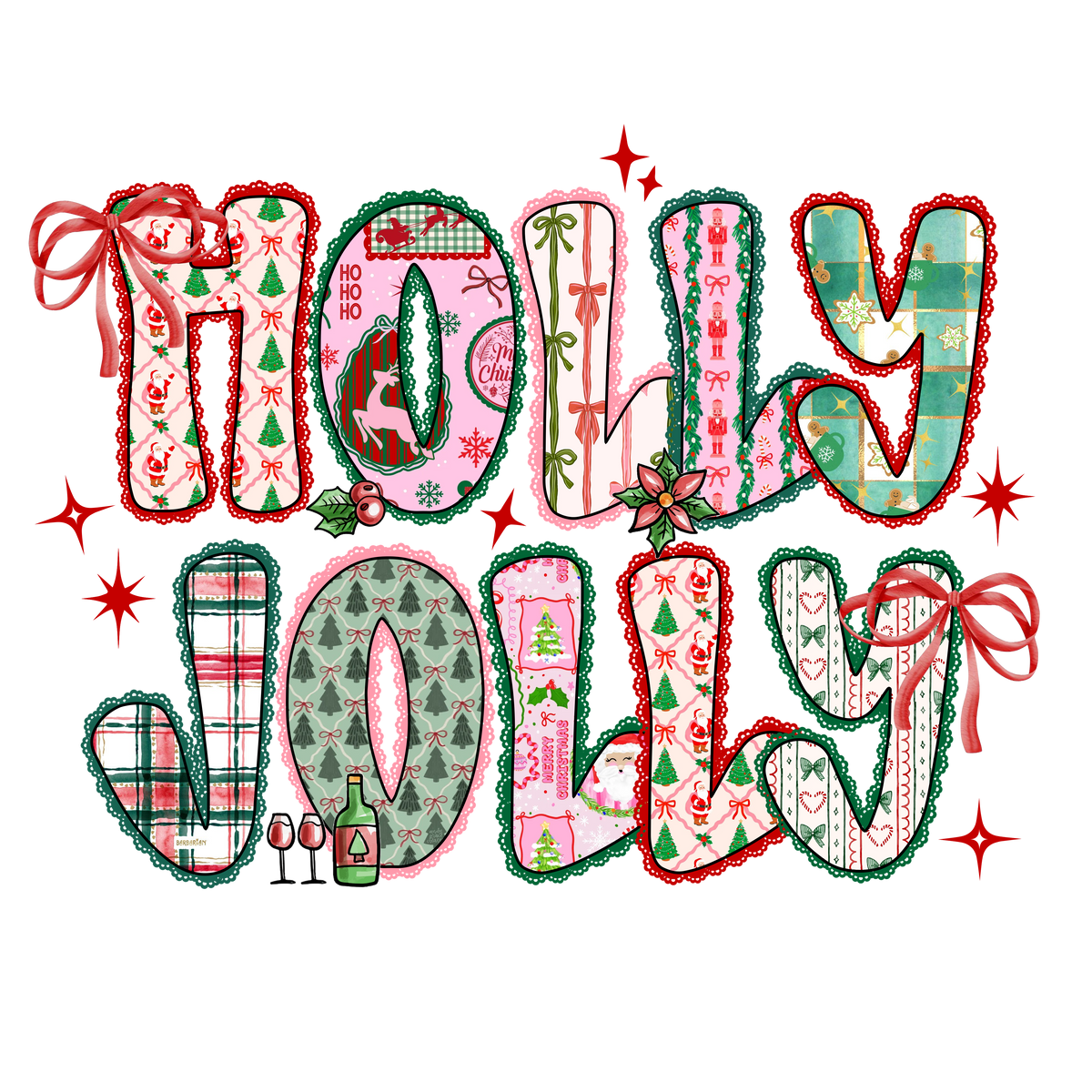 Holly Jolly - Christmas Ready to Press DTF Transfer