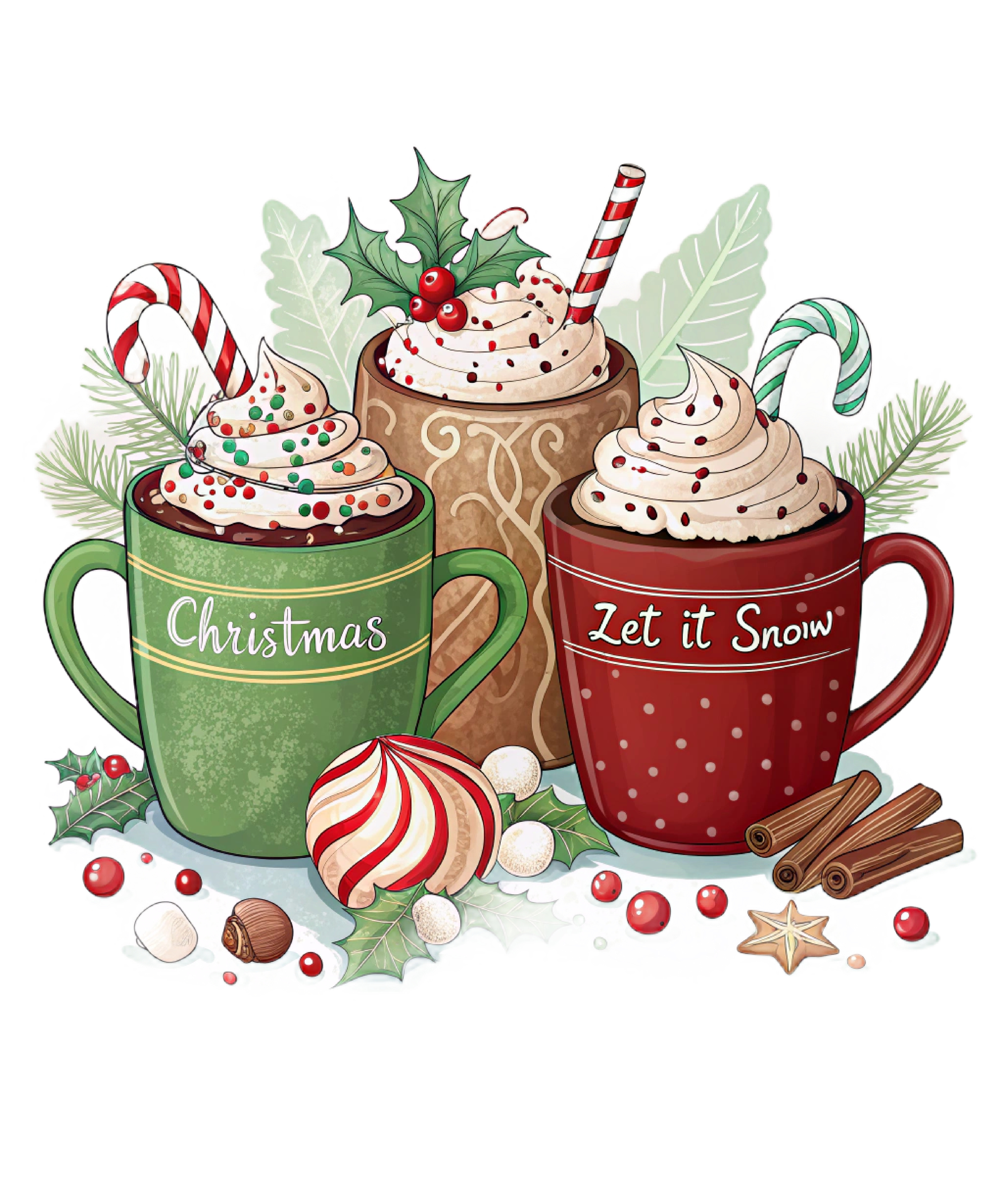 Let It Snow Christmas Coffee - Christmas Ready to Press DTF Transfer