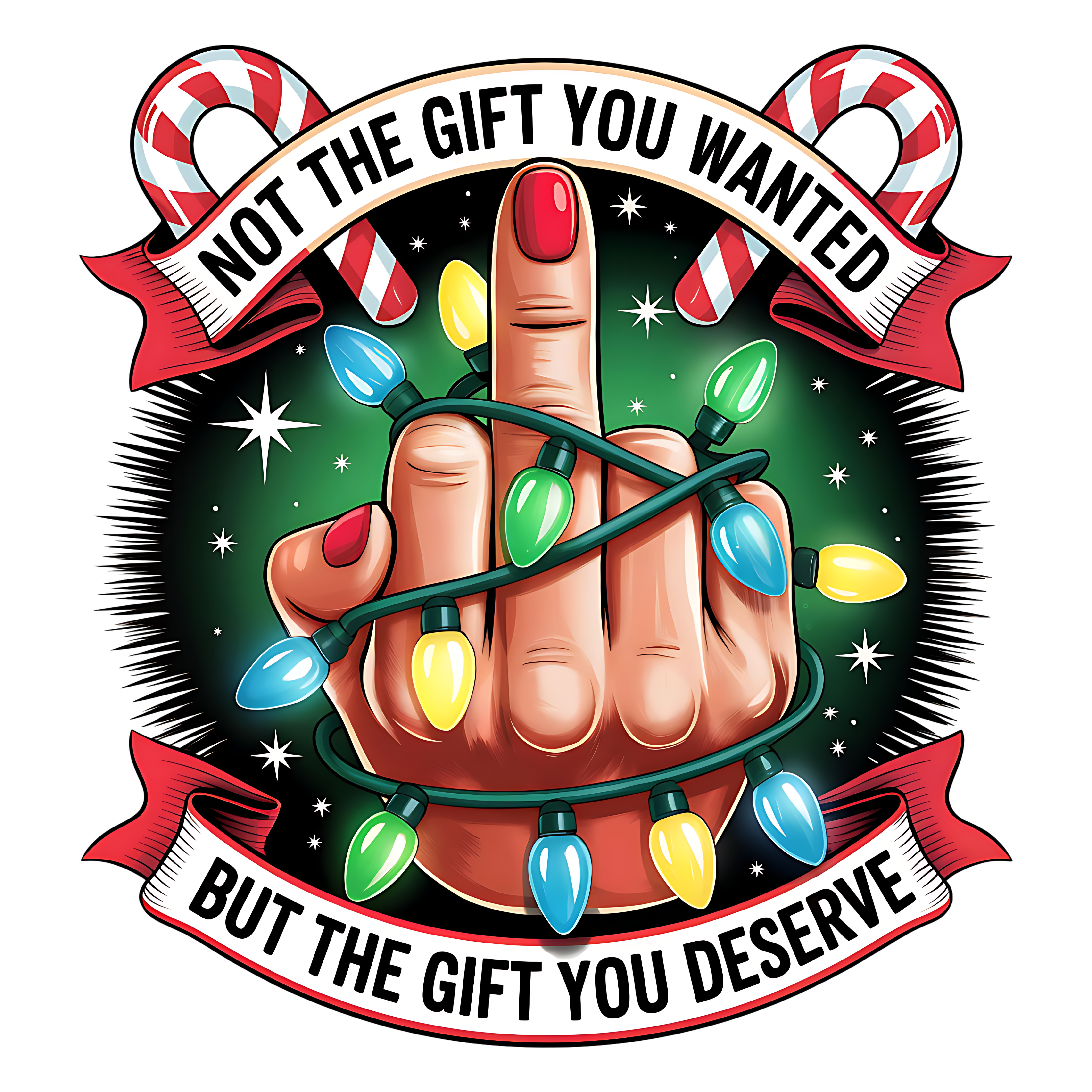 Funny Christmas Middle Finger - Christmas Ready to Press DTF Transfer