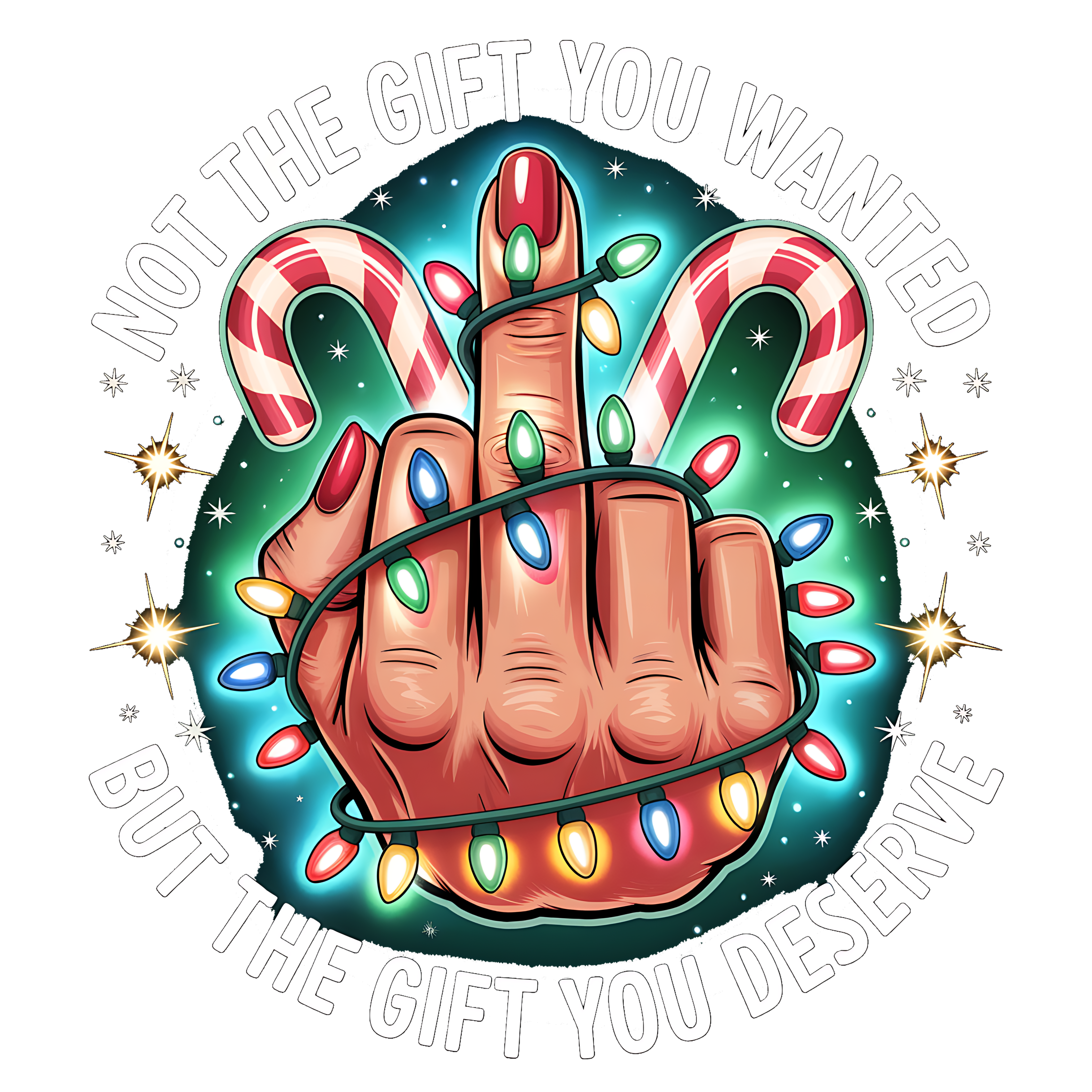 Funny Christmas Middle Finger - Christmas Ready to Press DTF Transfer