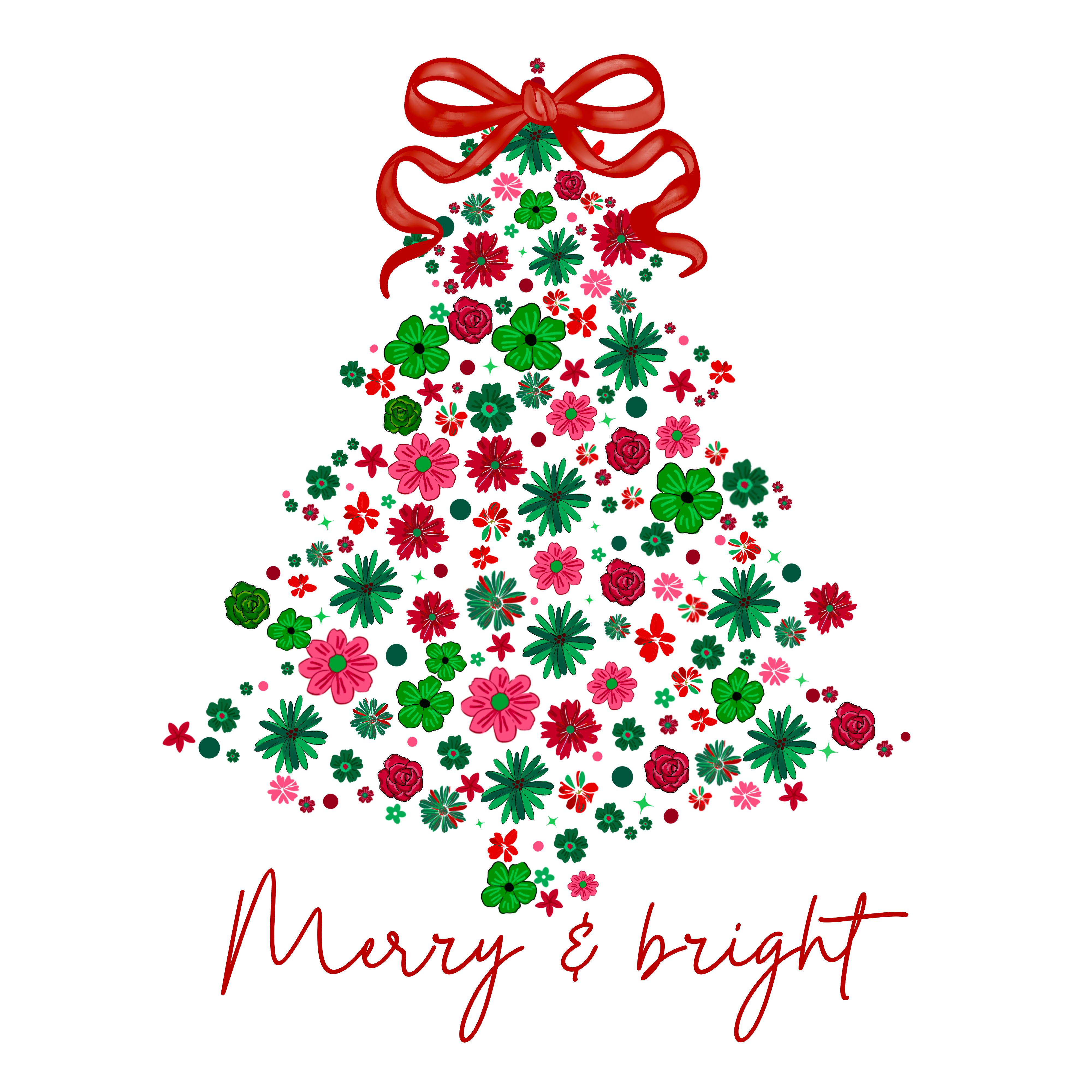 Floral Christmas Tree - Christmas Ready to Press DTF Transfer