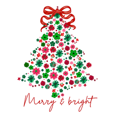 Floral Christmas Tree - Christmas Ready to Press DTF Transfer
