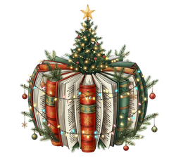 Bookish Christmas Tree - Christmas Ready to Press DTF Transfer