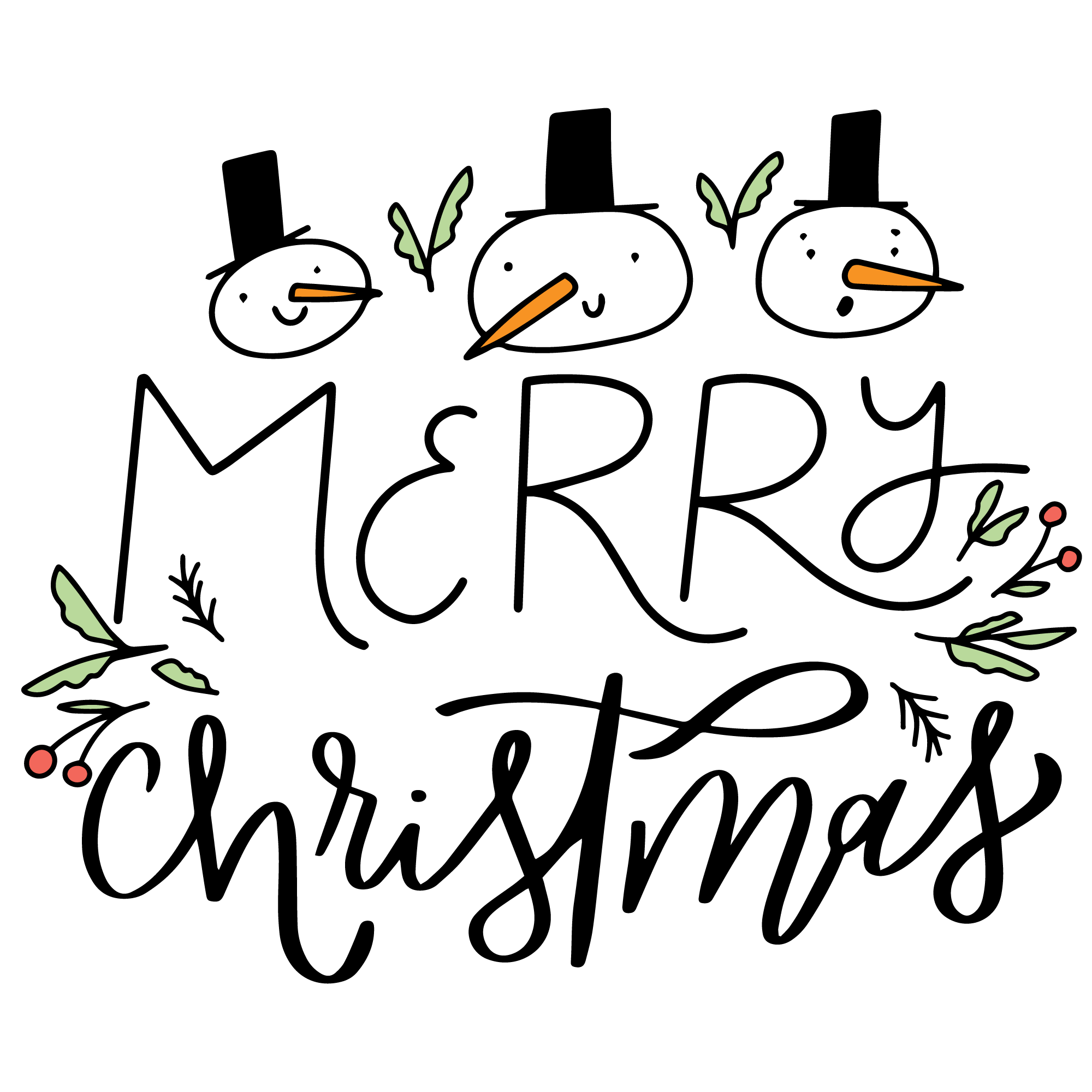 Merry Christmas Hand Lettered - Christmas Ready to Press DTF Transfer