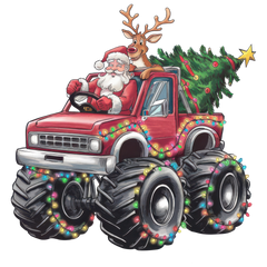 Santa Driving Monster Truck - Christmas Ready to Press DTF Transfer