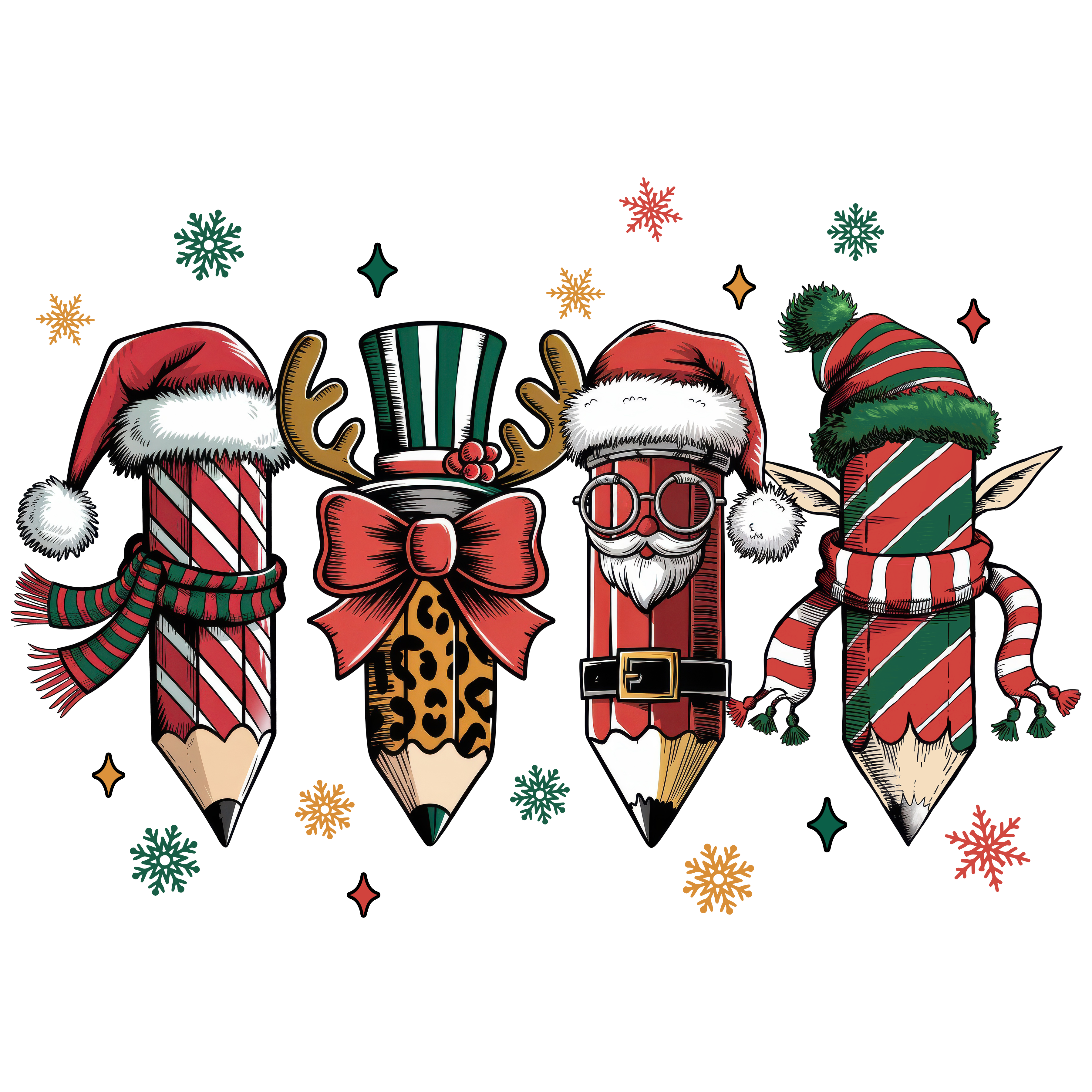 Christmas Teacher Pencil - Christmas Ready to Press DTF Transfer
