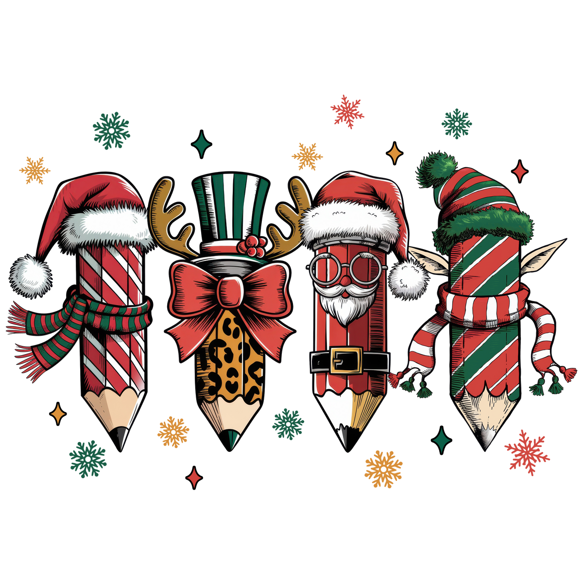 Christmas Teacher Pencil - Christmas Ready to Press DTF Transfer