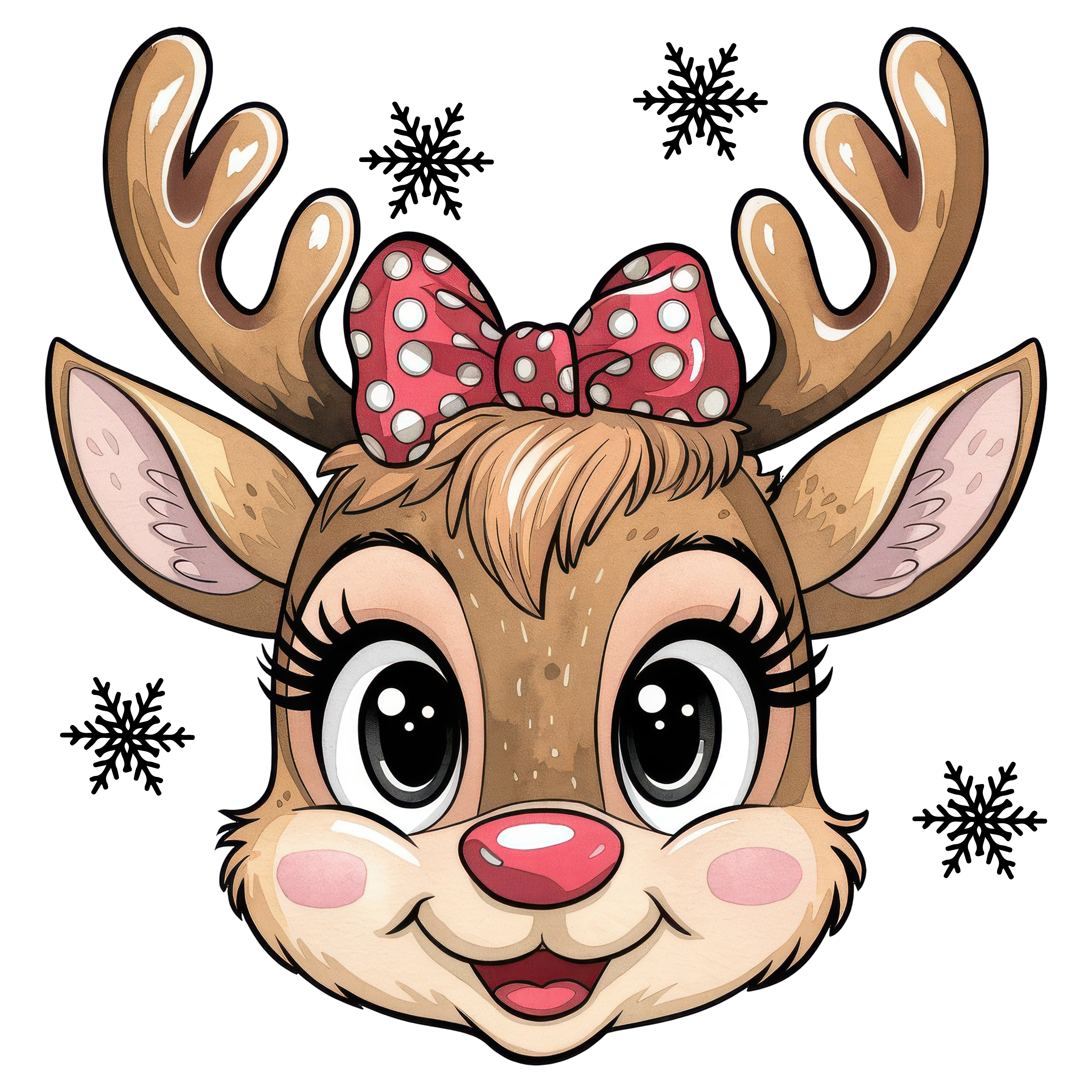 Cute Girl Reindeer - Christmas Ready to Press DTF Transfer