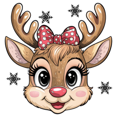 Cute Girl Reindeer - Christmas Ready to Press DTF Transfer