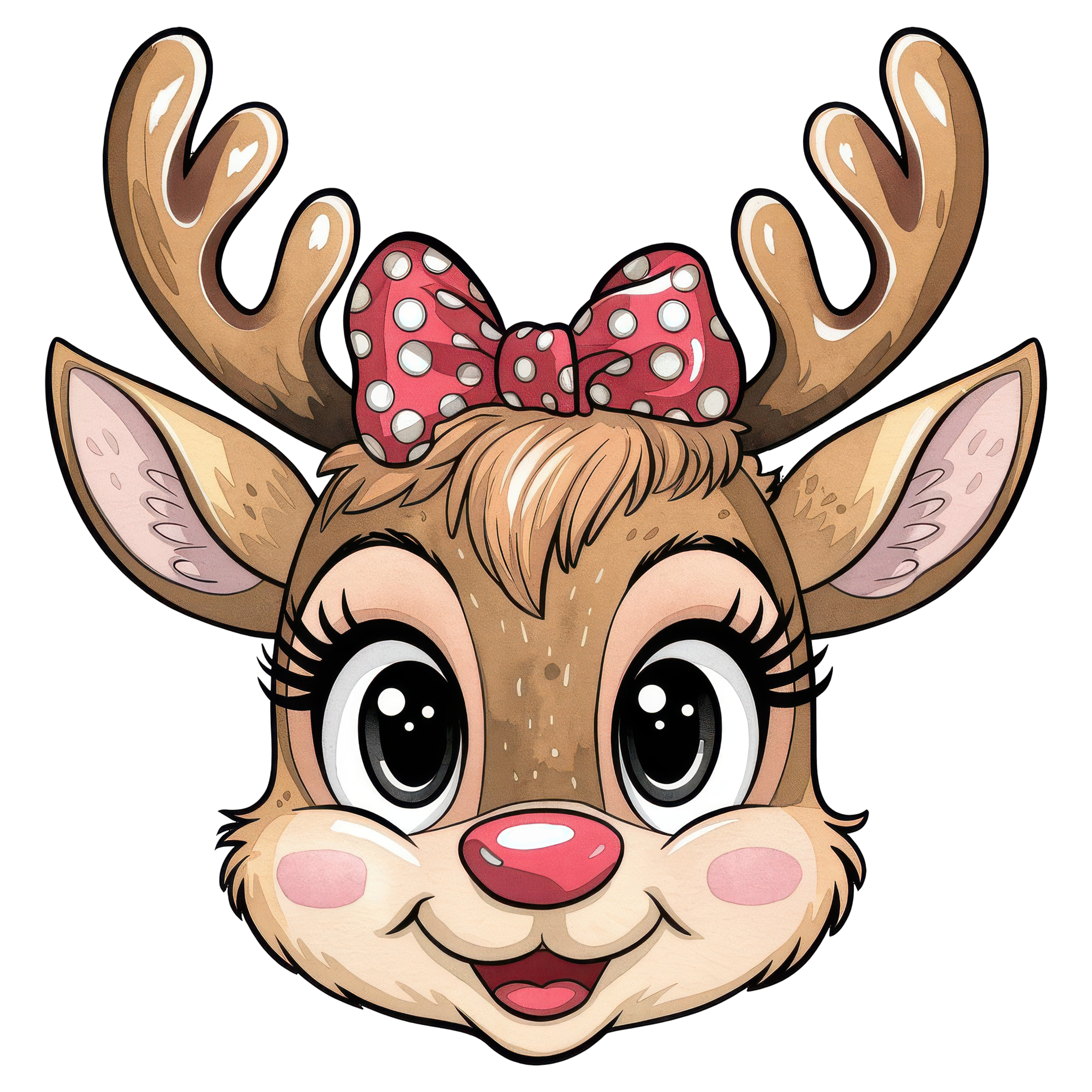 Cute Girl Reindeer - Christmas Ready to Press DTF Transfer