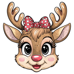 Cute Girl Reindeer - Christmas Ready to Press DTF Transfer