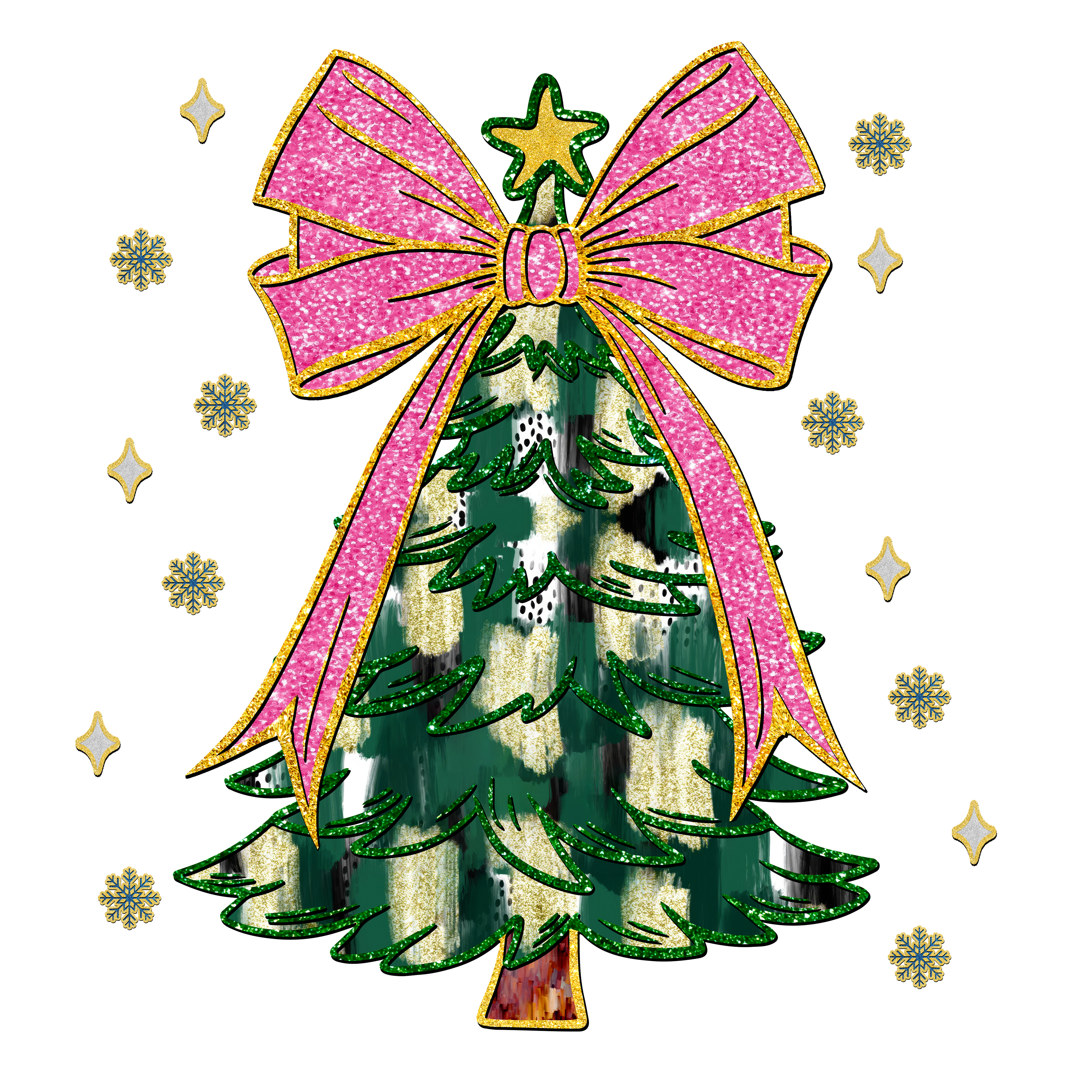 Glitter Christmas Tree - Christmas Ready to Press DTF Transfer