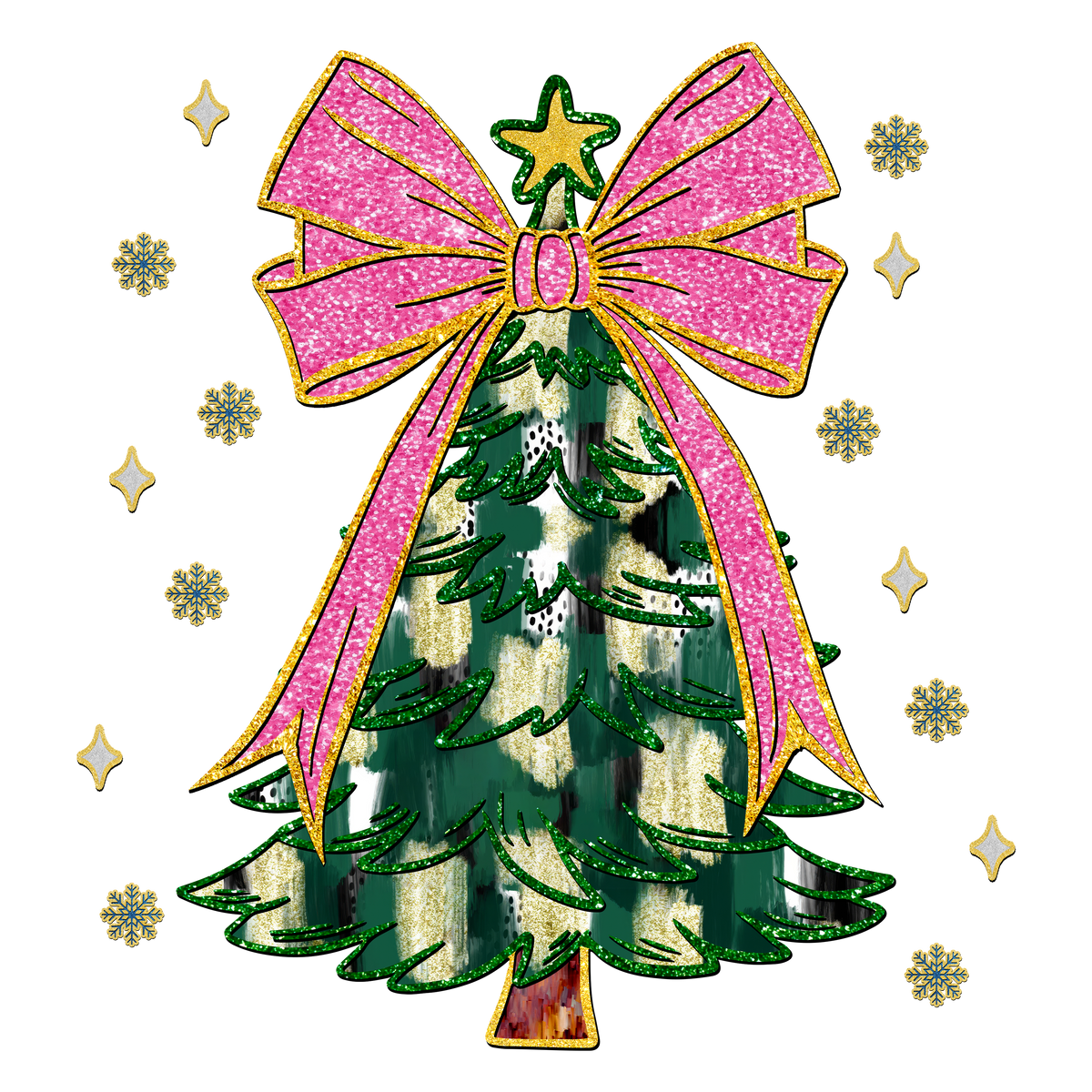 Glitter Christmas Tree - Christmas Ready to Press DTF Transfer