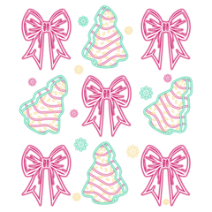 Pink Christmas Bow- Christmas Ready to Press DTF Transfer
