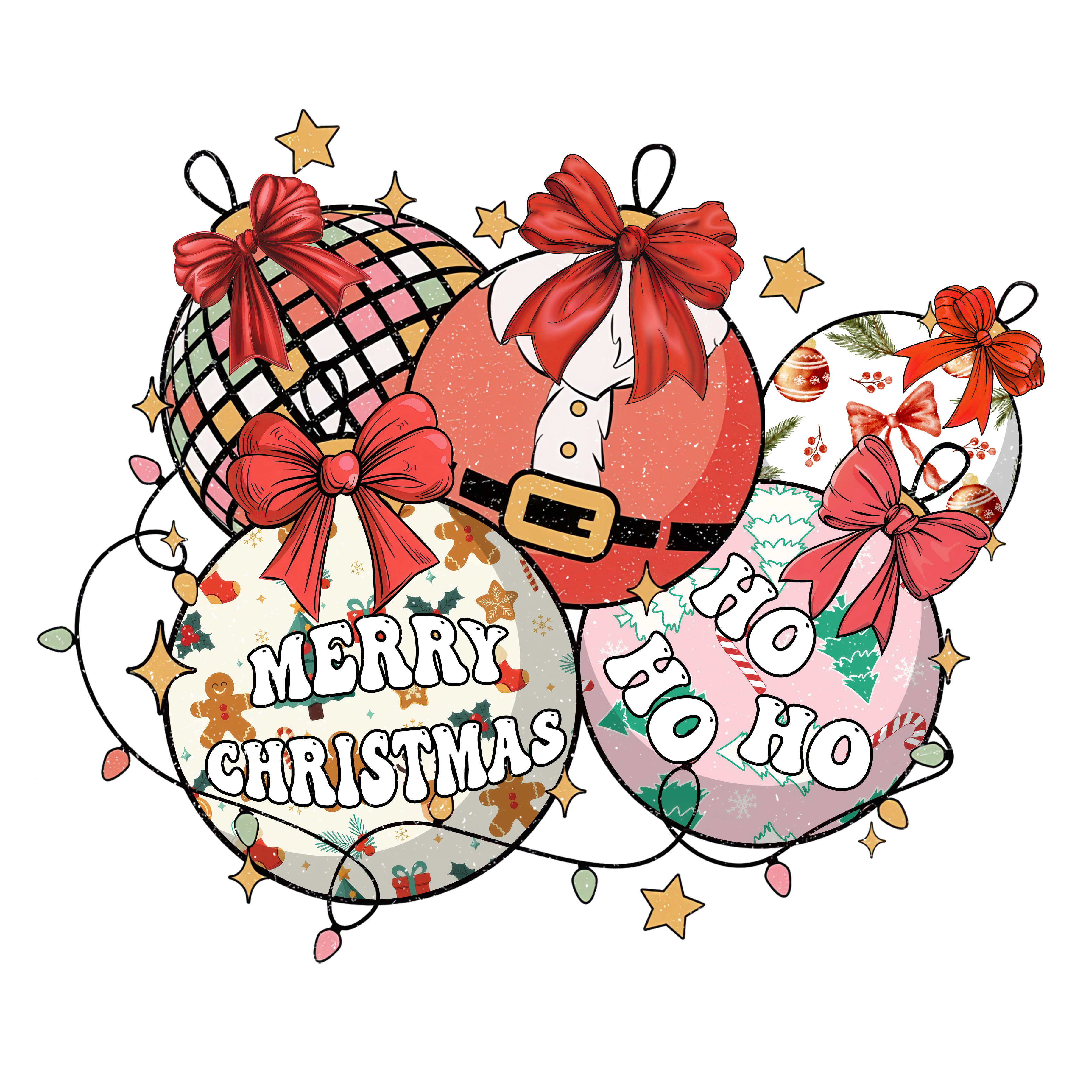 Retro Christmas Ornament - Christmas Ready to Press DTF Transfer