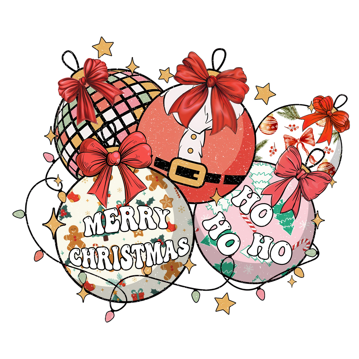 Retro Christmas Ornament - Christmas Ready to Press DTF Transfer