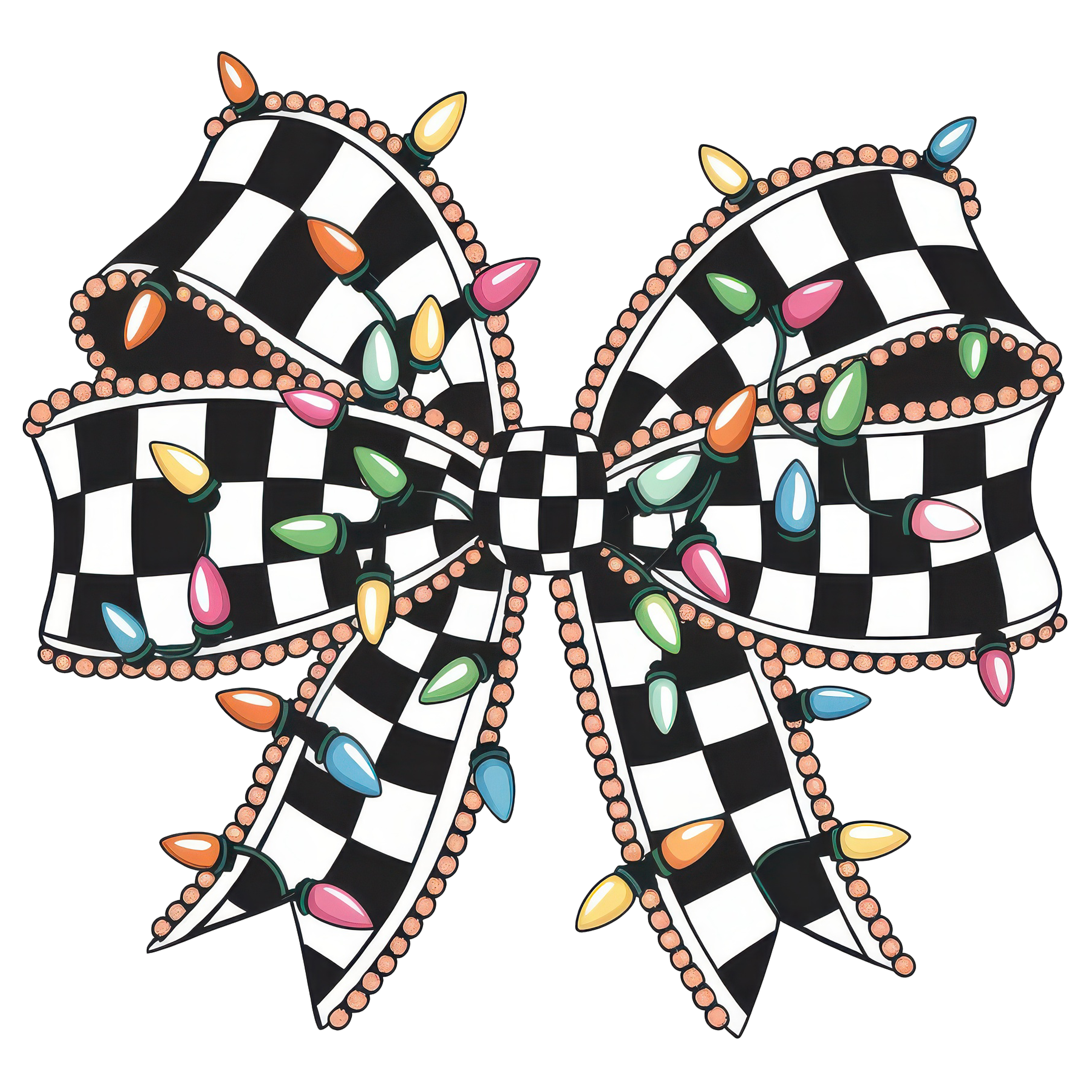 Christmas Checkered Bow - Christmas Ready to Press DTF Transfer