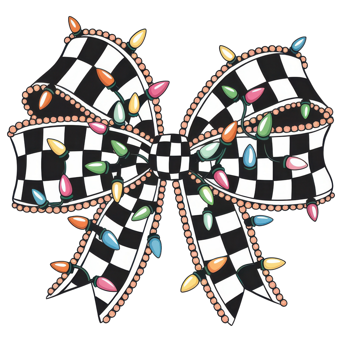 Christmas Checkered Bow - Christmas Ready to Press DTF Transfer