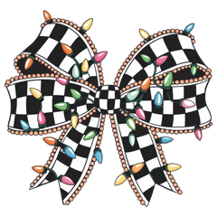 Christmas Checkered Bow - Christmas Ready to Press DTF Transfer