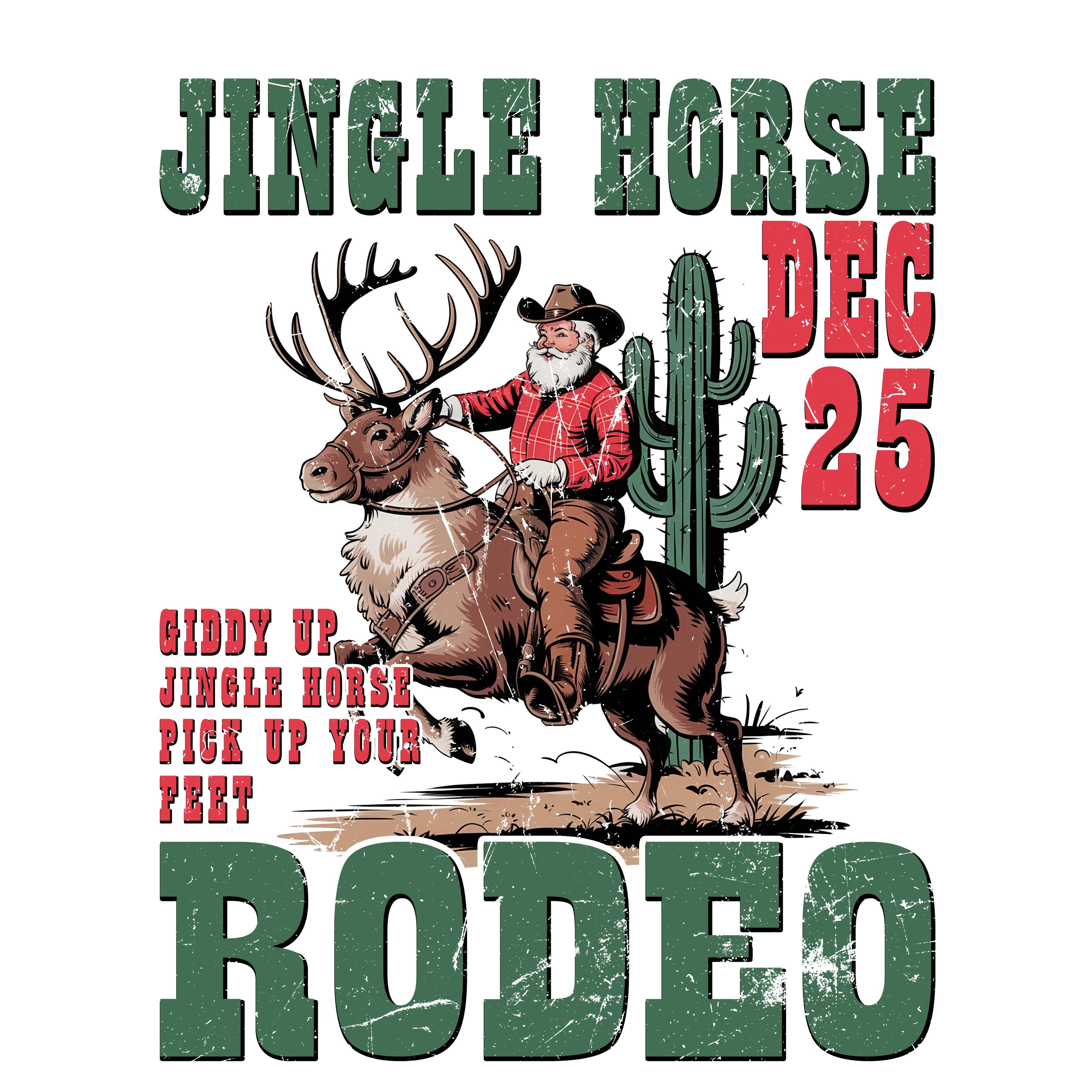 Jingle Horse Rodeo - Chrismtas Ready to Press DTF Transfer