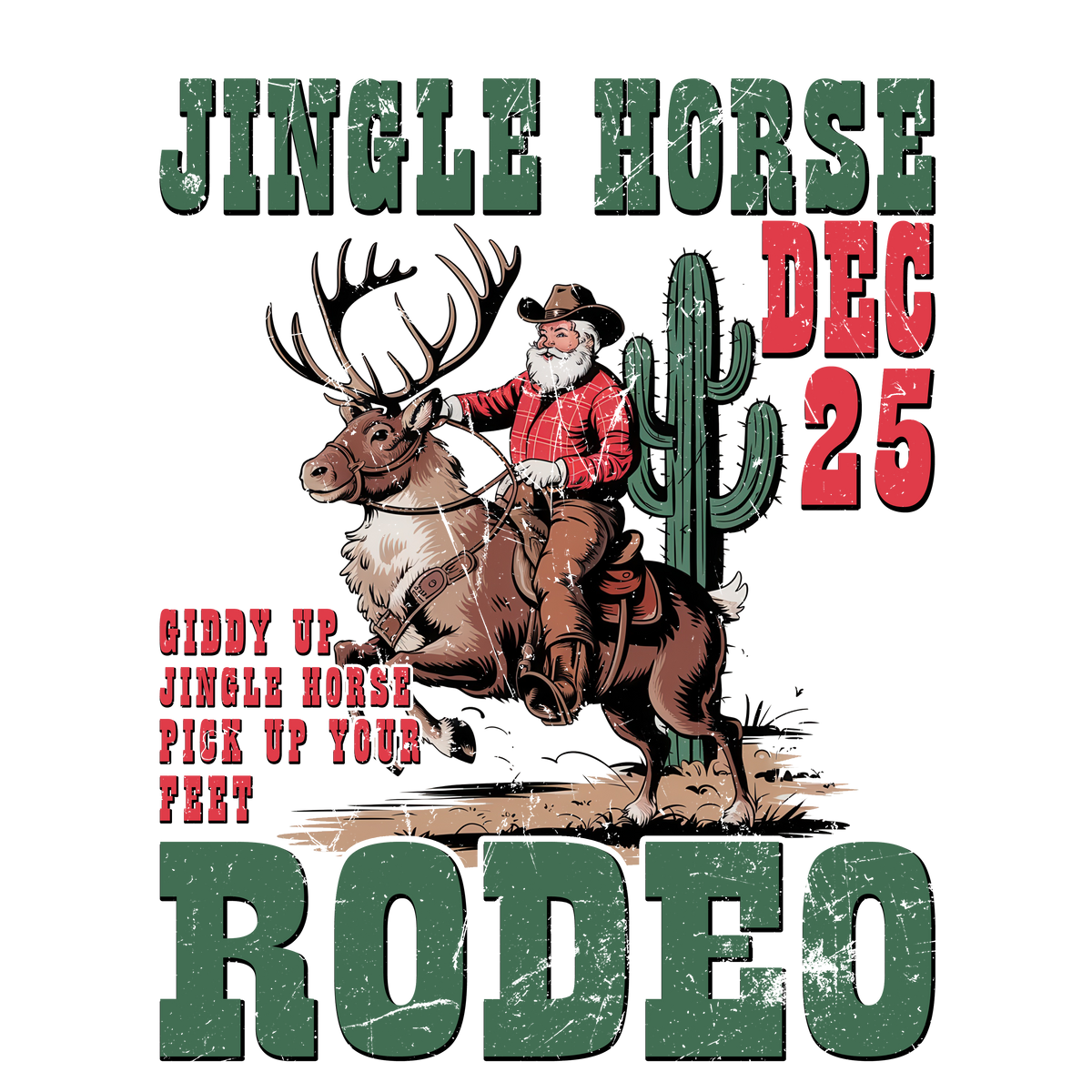 Jingle Horse Rodeo - Chrismtas Ready to Press DTF Transfer