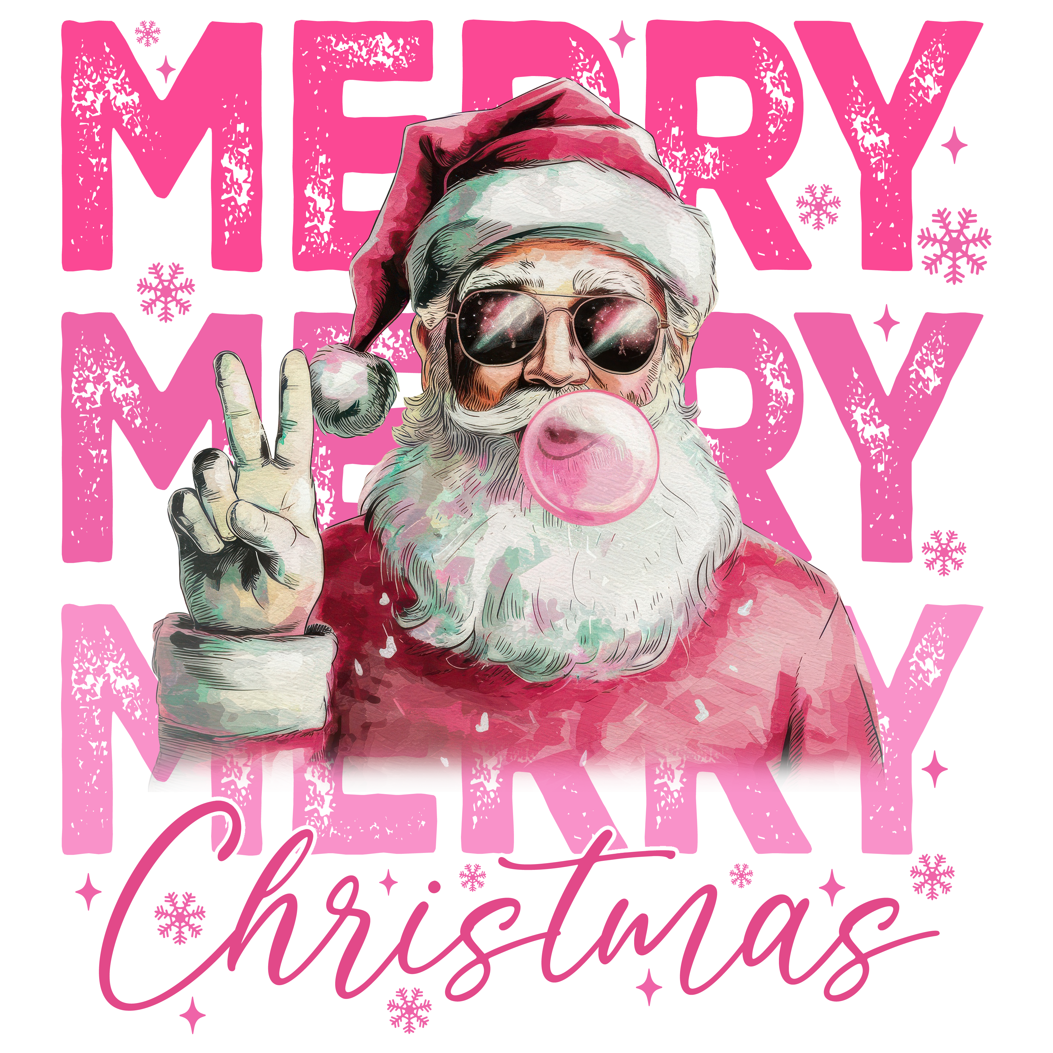 Cool Pink Santa - Christmas Ready to Press DTF Transfer