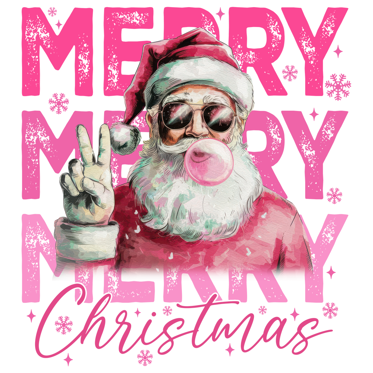 Cool Pink Santa - Christmas Ready to Press DTF Transfer
