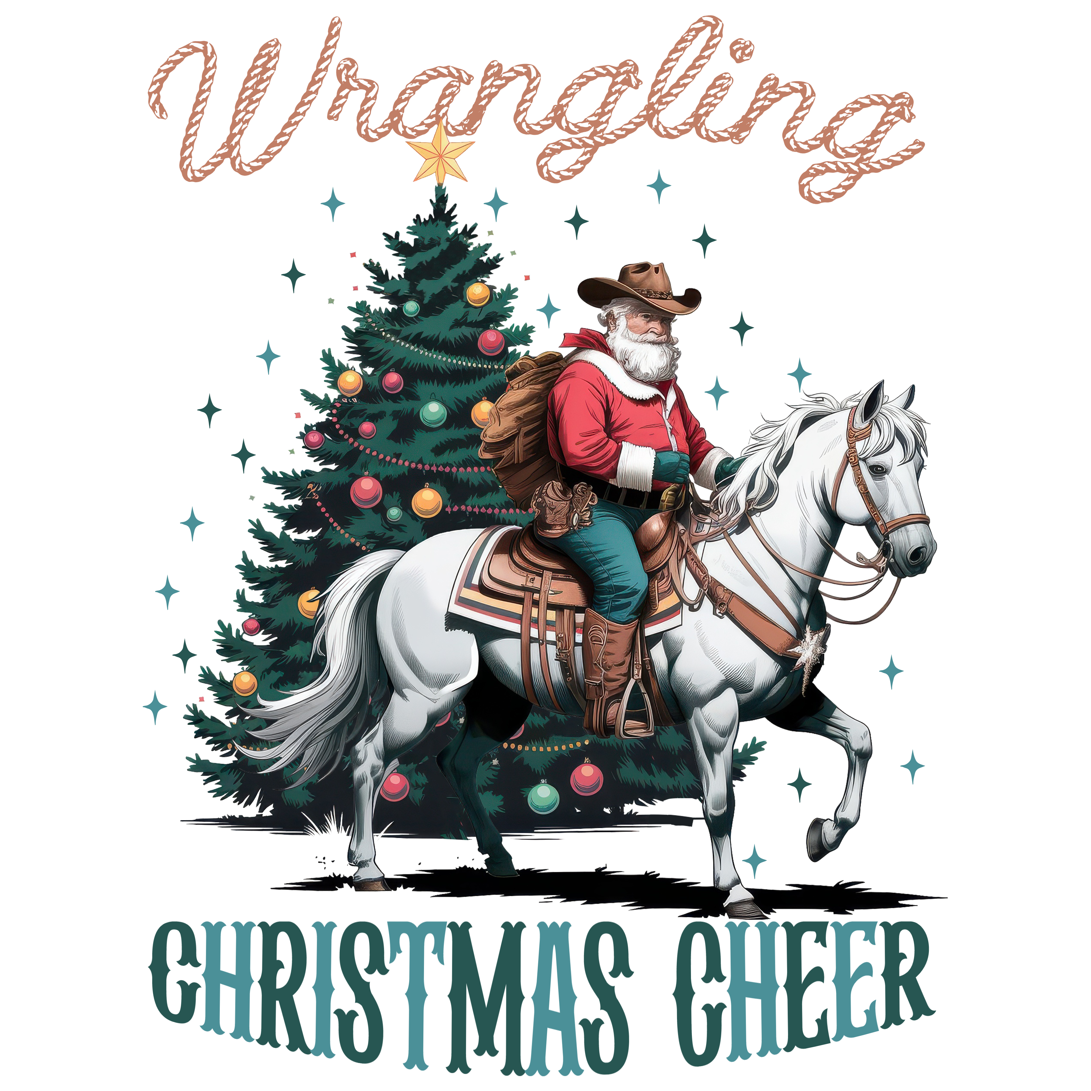 Western Cowboy Christmas - Christmas Ready to Press DTF Transfer