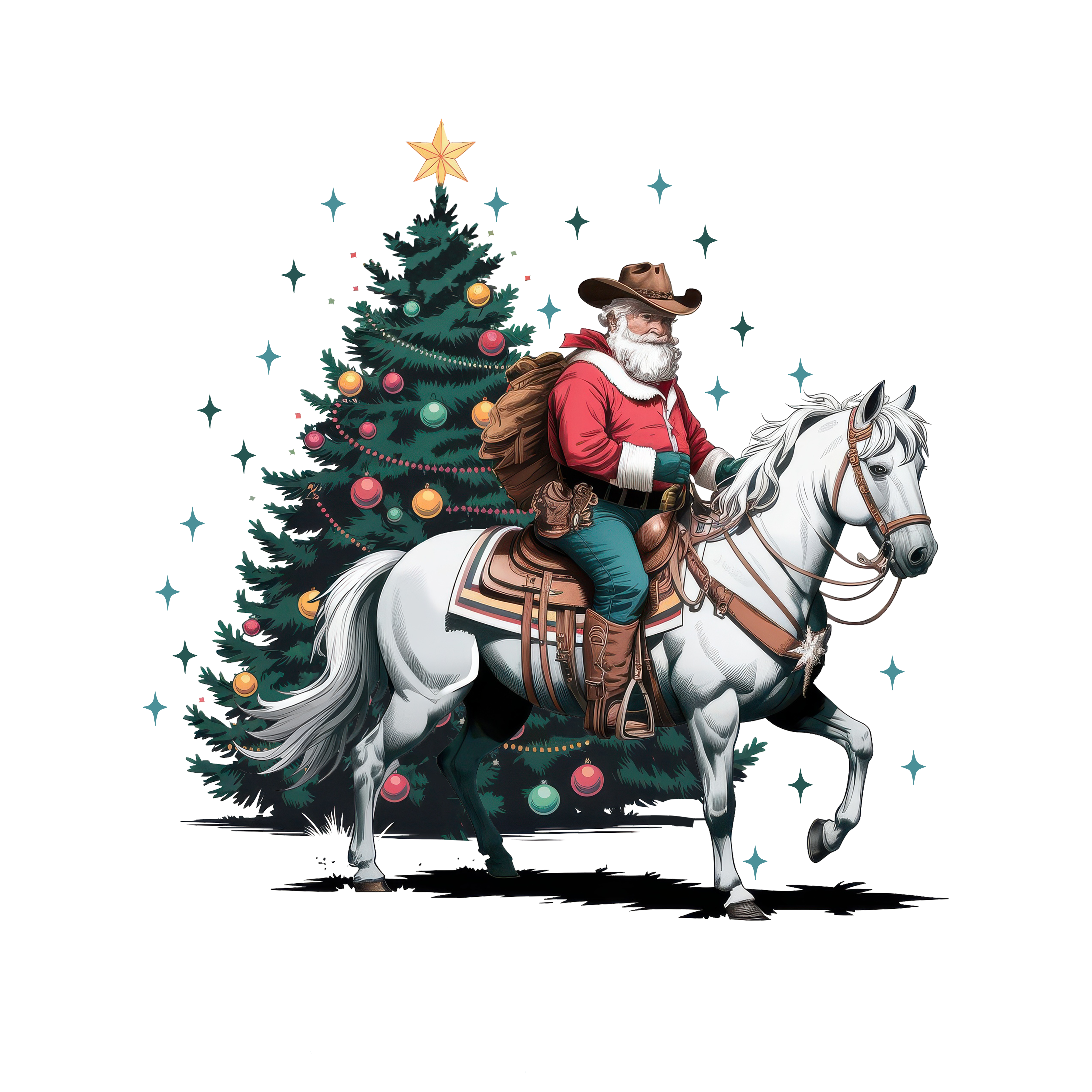 Western Cowboy Christmas - Christmas Ready to Press DTF Transfer
