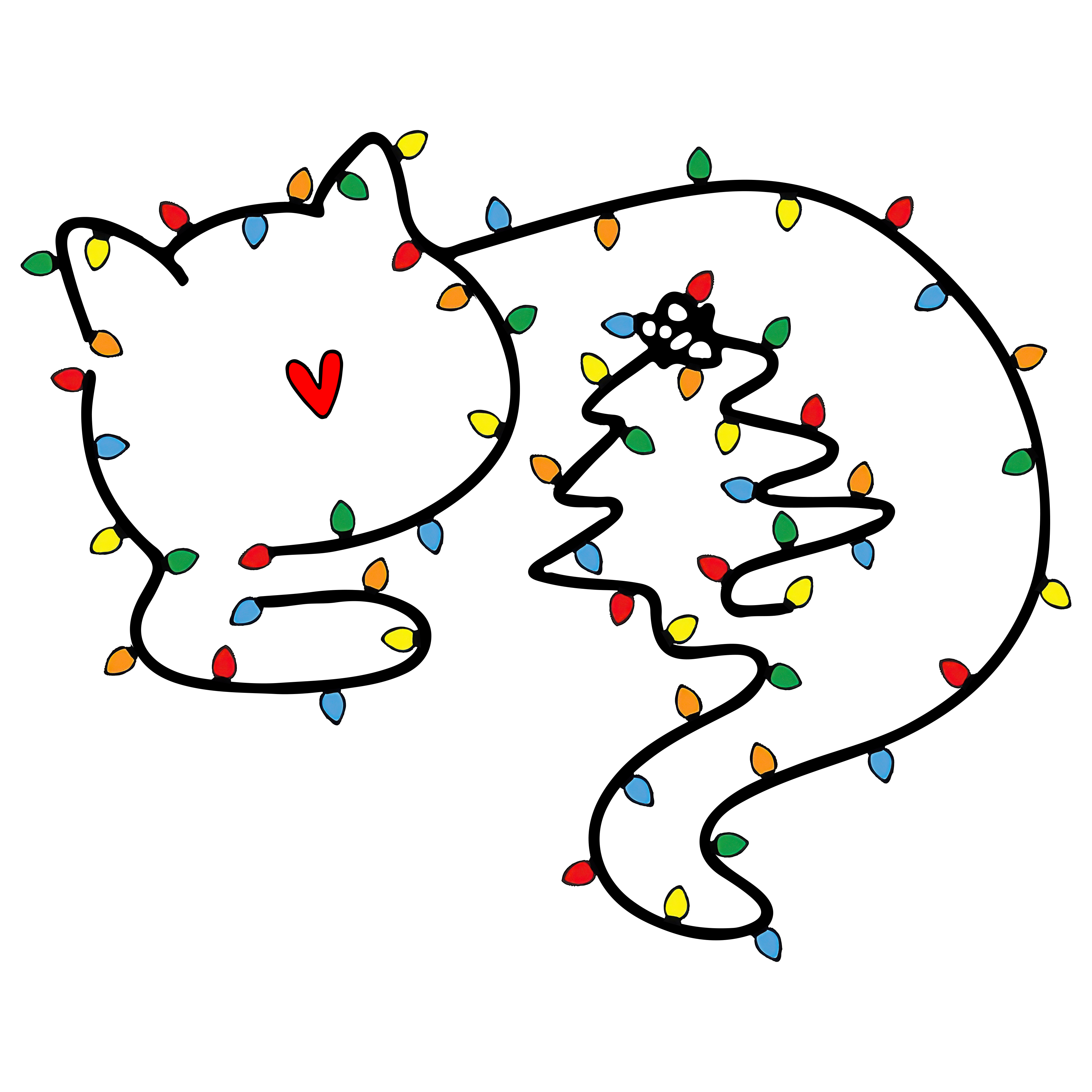 Cute Kitty with Lights - Christmas Ready to Press DTF Transfer