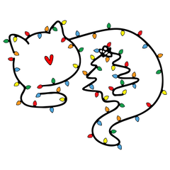 Cute Kitty with Lights - Christmas Ready to Press DTF Transfer