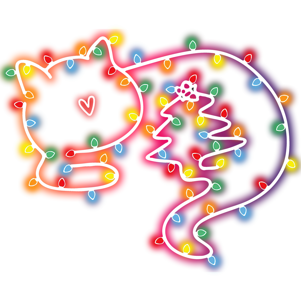 Cute Kitty with Lights - Christmas Ready to Press DTF Transfer