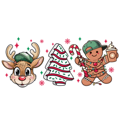 Cute Reindeer & Gingerbread - Christmas Ready to Press DTF Transfer