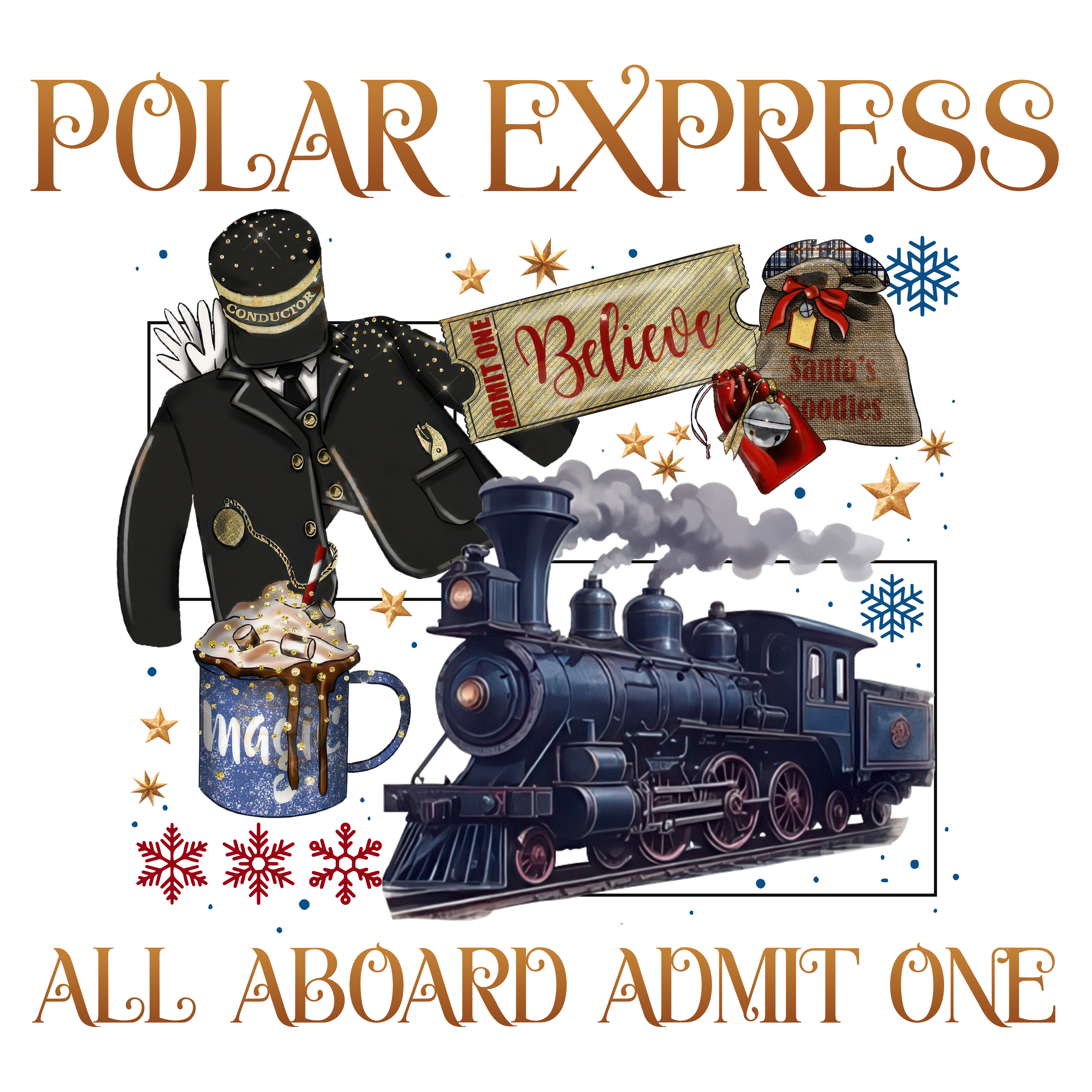 Train & Hot Cocoa - Christmas Ready to Press DTF Transfer