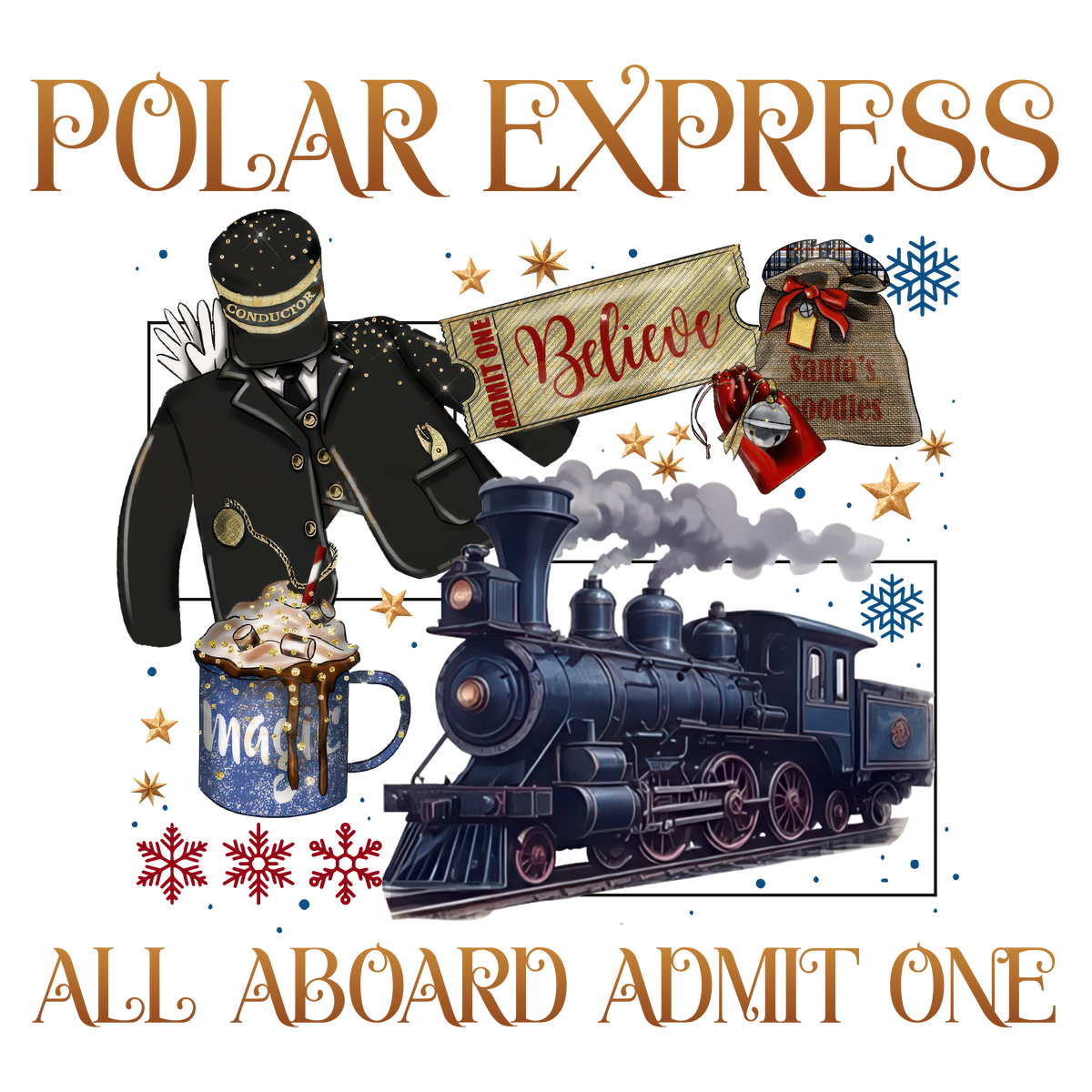 Train & Hot Cocoa - Christmas Ready to Press DTF Transfer