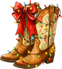 Christmas Cowboy Boots - Christmas Ready to Press DTF Transfer