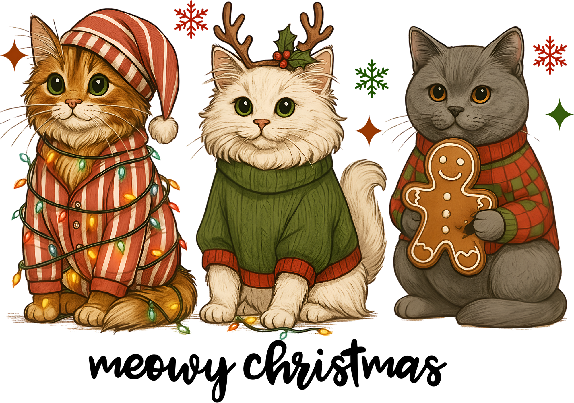 Meowy Christmas - Christmas Ready to Press DTF Transfer