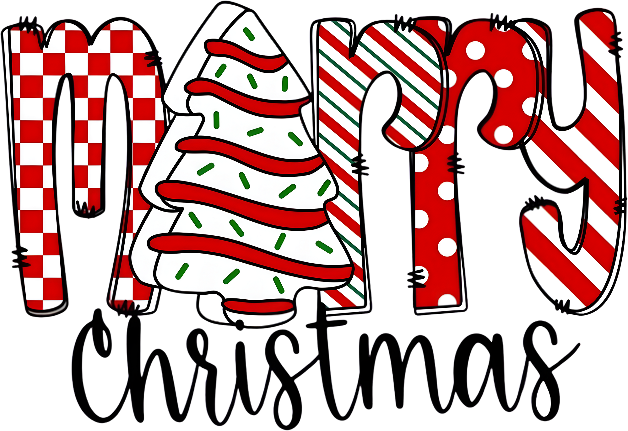 Merry Christmas - Christmas Ready to Press DTF Transfer