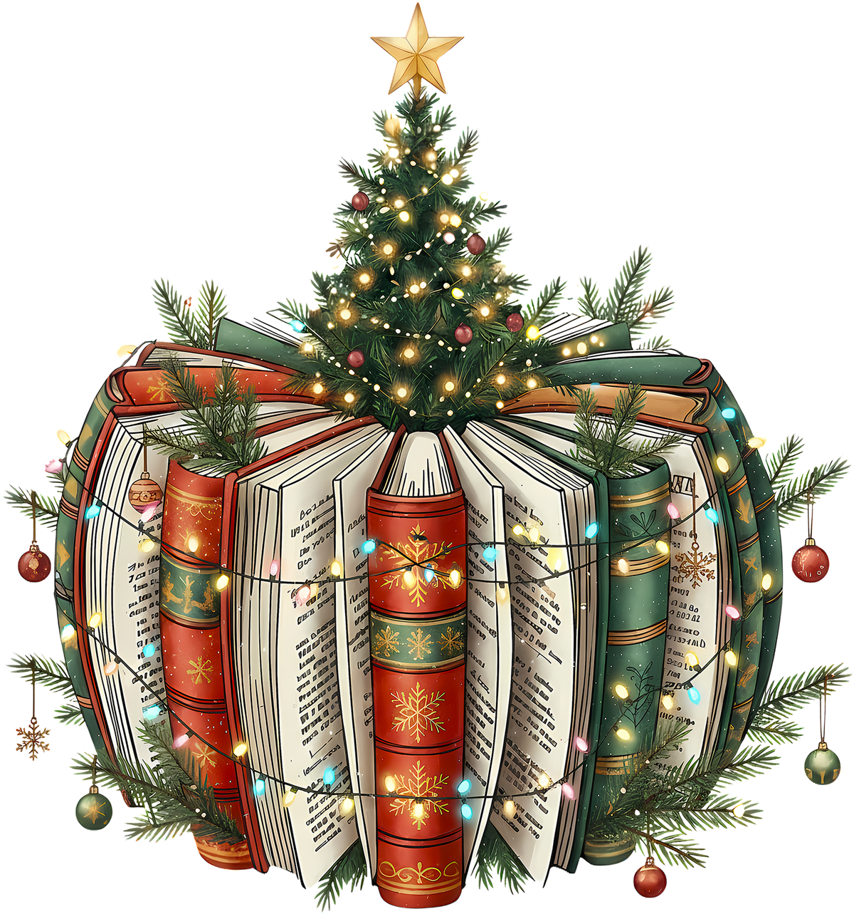 Bookish Christmas Tree - Christmas Ready to Press DTF Transfer