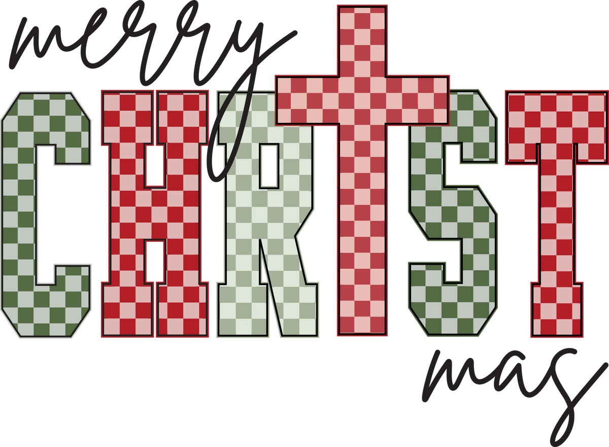 Checkered Merry Christmas - Christmas Ready to Press DTF Transfer