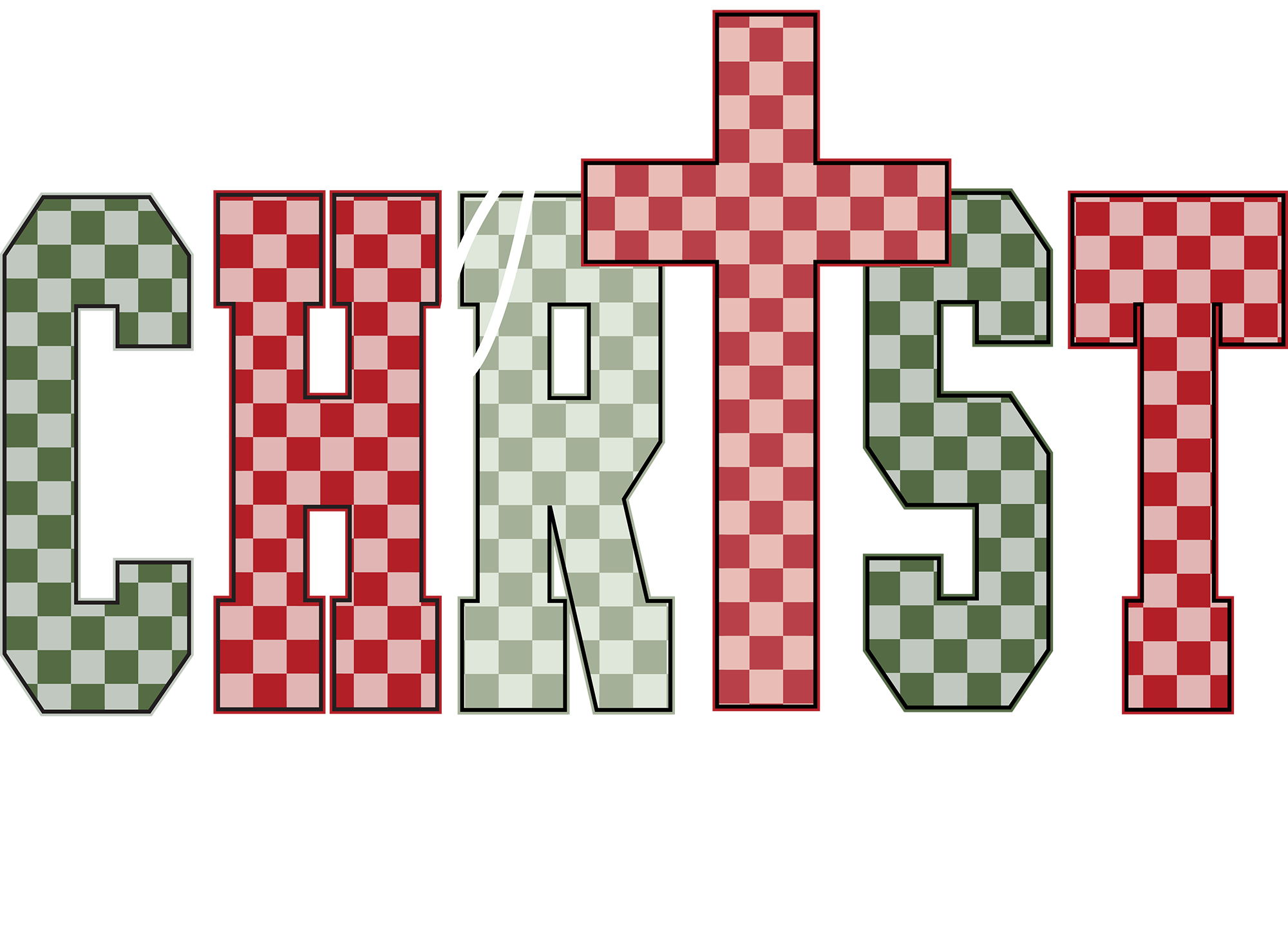 Checkered Merry Christmas - Christmas Ready to Press DTF Transfer