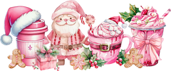 Pink Santa Christmas Drinks - Christmas Ready to Press DTF Transfer
