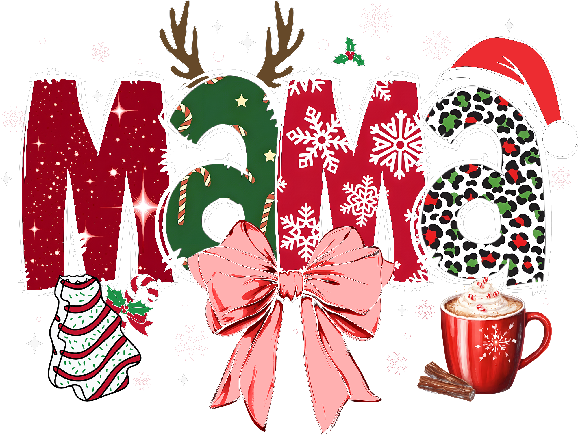 Christmas Bow Mama - Christmas Ready to Press DTF Transfer