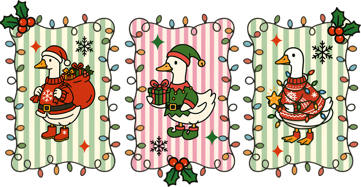 Christmas Lights Goose - Christmas Ready to Press DTF Transfer