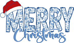 Merry Christmas Chinoiserie Blue - Christmas Ready to Press DTF Transfer