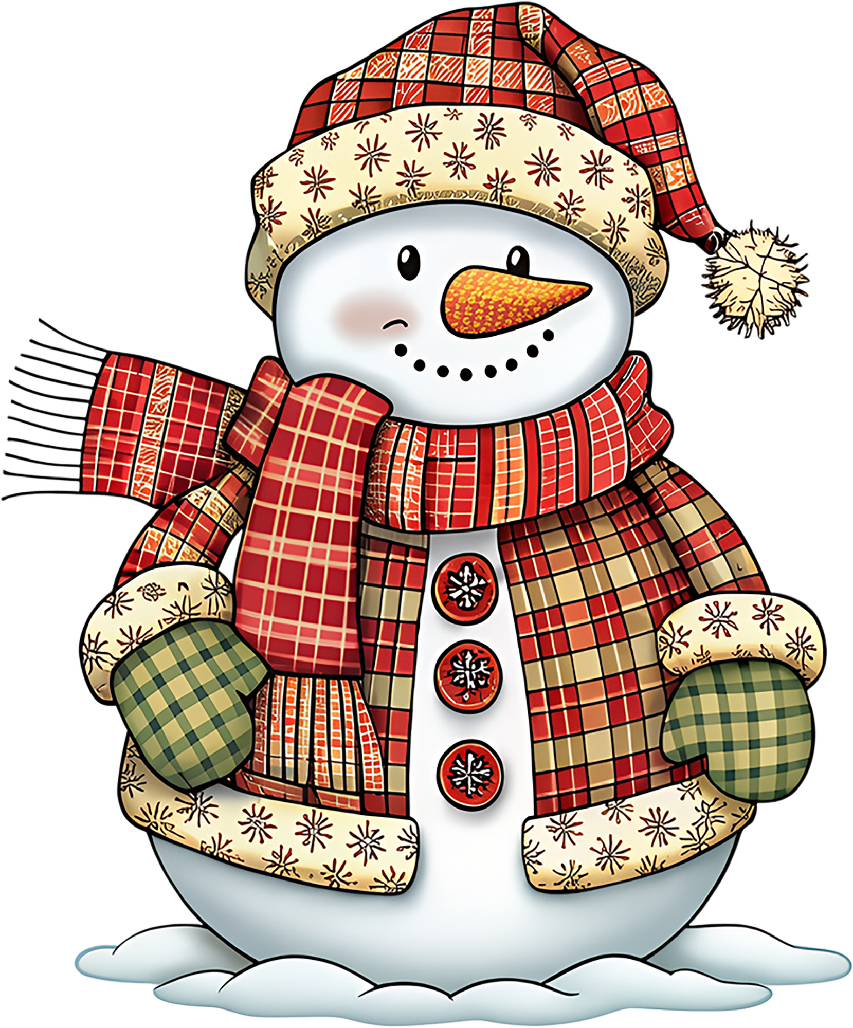 Patchwork Snowman - Christmas Ready to Press DTF Transfer