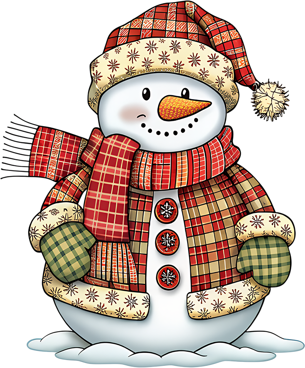 Patchwork Snowman - Christmas Ready to Press DTF Transfer